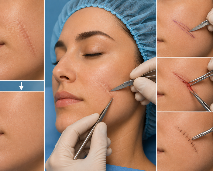 Surgeon consulting a patient about Scar Revision